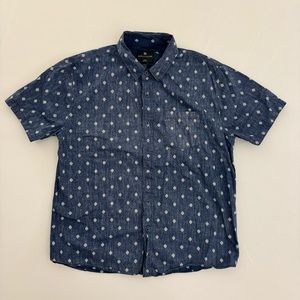 Blue White Diamond Print Shouthouse SS XXL Men’s Button Shirt Short Sleeve 2XL